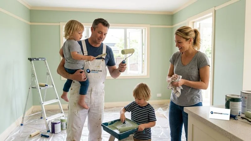 A Melbourne family enjoying a freshly painted room finished in low-VOC paint