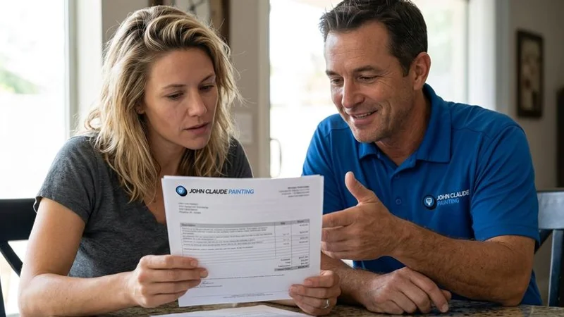 Paul presenting a detailed written quote at the kitchen table of a Melbourne home