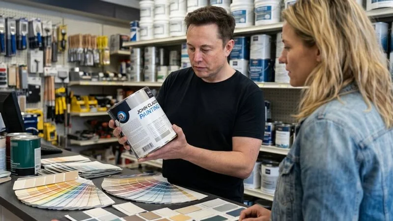 Paul examining a tin of premium exterior paint on a Melbourne project site