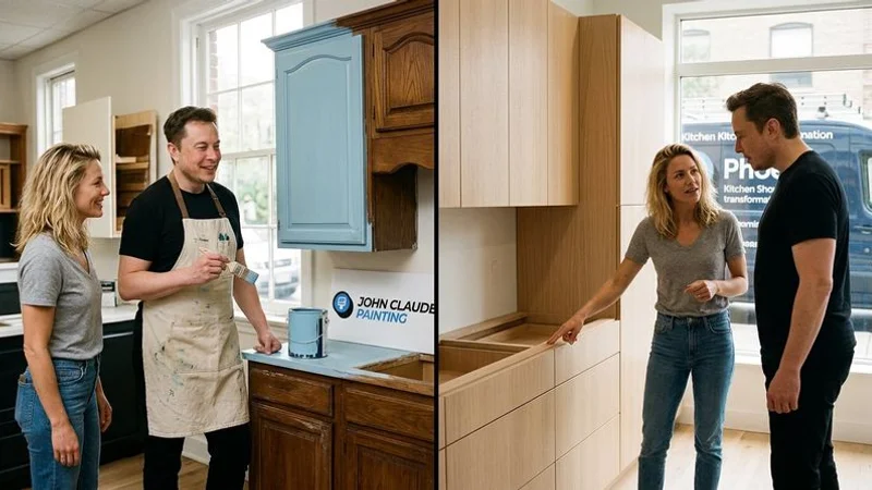 Painted cabinets compared with replacement cabinets in a Melbourne kitchen