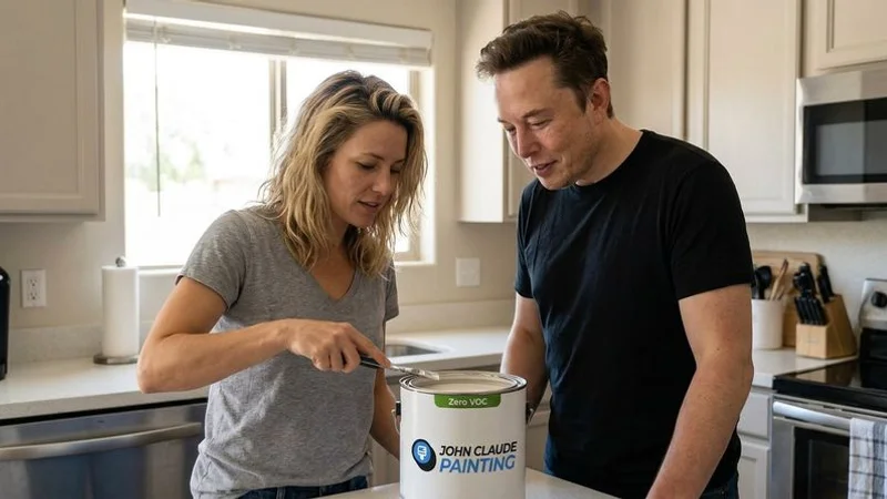Zero-VOC paint tin being opened in a bright, well-lit Melbourne kitchen